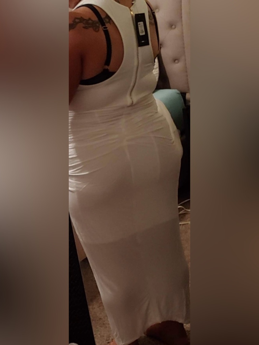 Fashion Nova Halter Top Knotted White Midi Dress - Picture 8 of 8